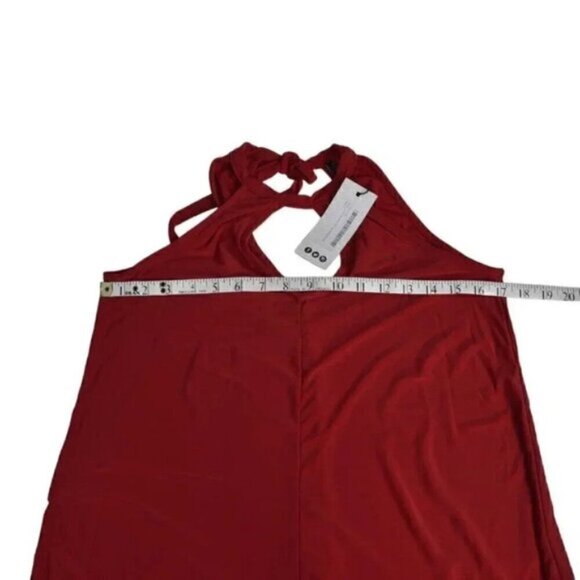 NWT Boohoo Petite Lorna Tie Neck Cut Out Swing Mini Dress Red Size 2 - Picture 7 of 11